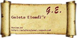 Geleta Elemér névjegykártya